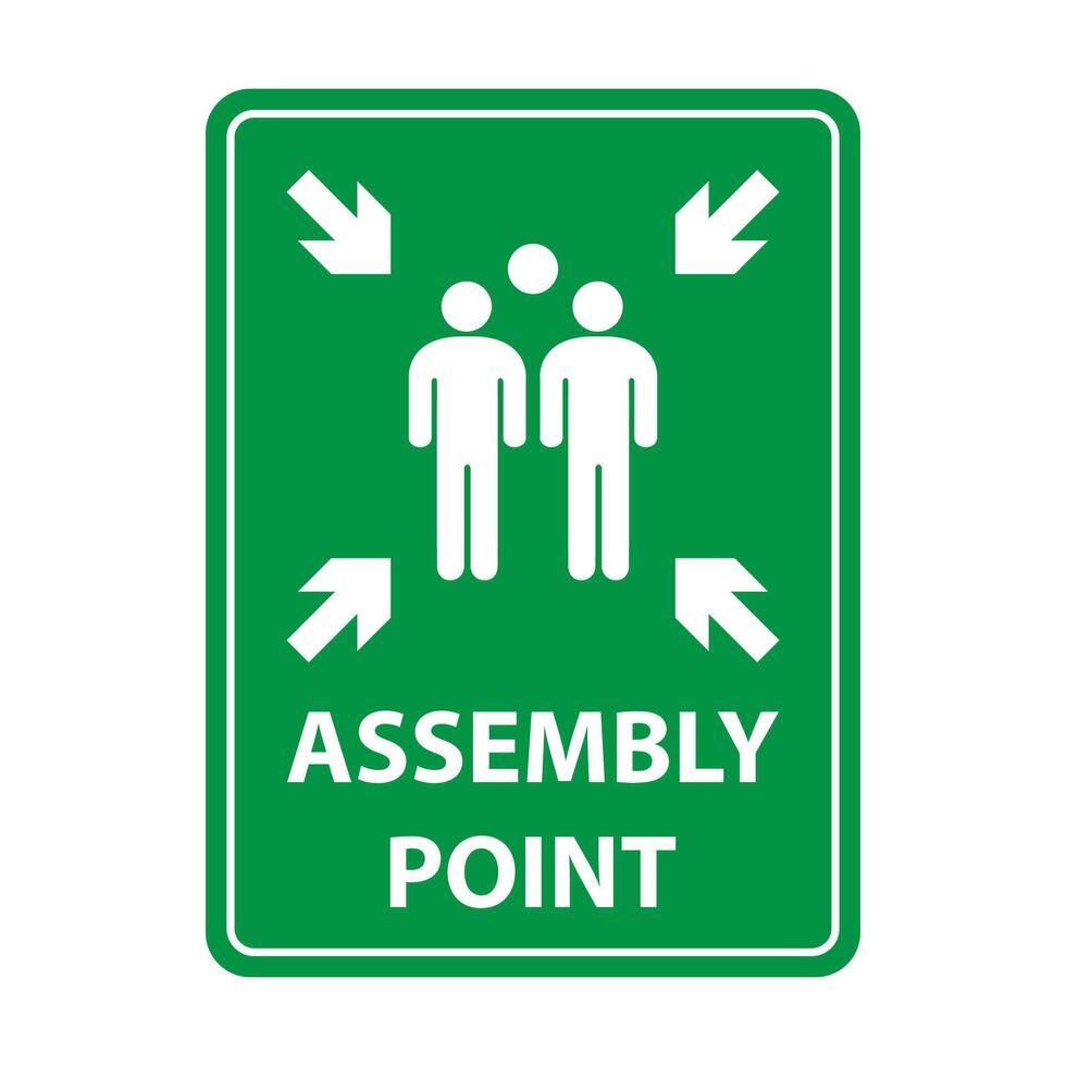 Fire assembly point sign, gathering point signboard, emergency evacuation for graphic design, logo, web site, social media, mobile app, ui illustration vector