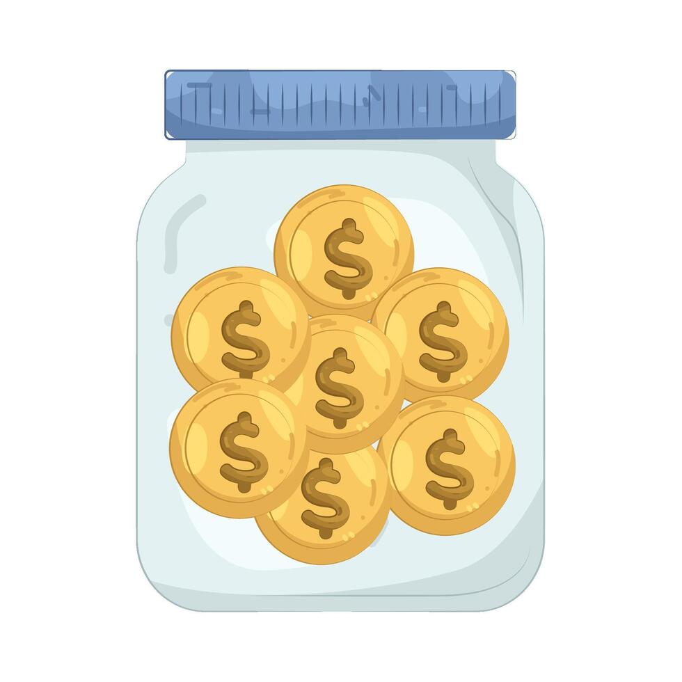 coins in glass jar vector