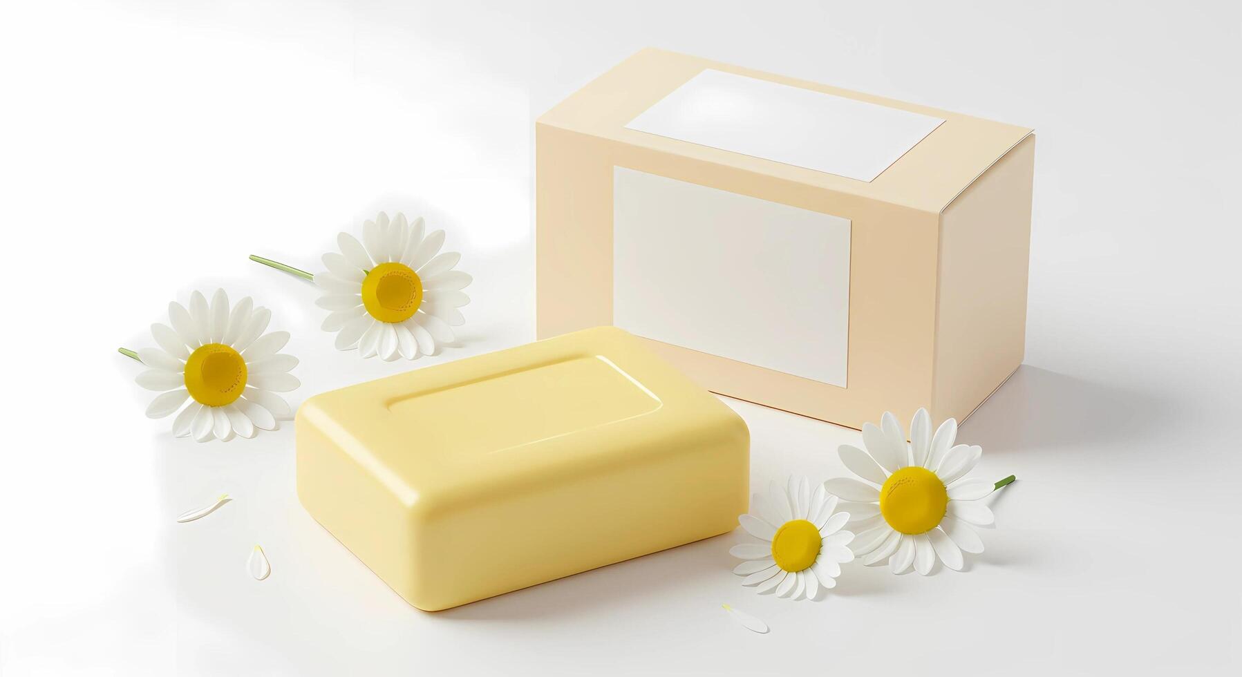 Minimalist craft packaging mockup for solid soap design presentation photo