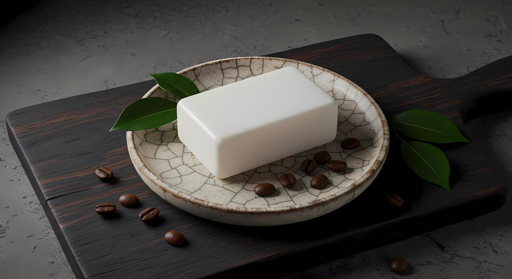 Eco friendly handmade soap bar on plate photo