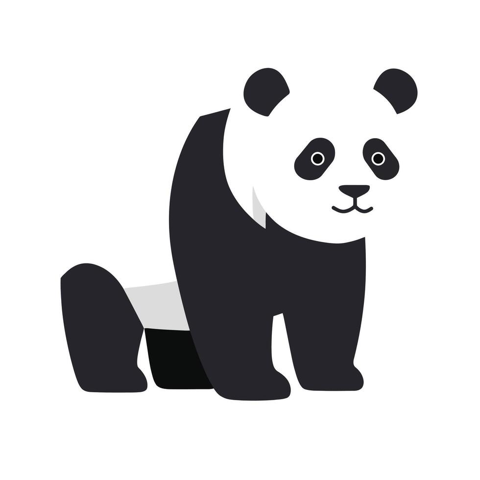 Cartoon Panda Illustration in Sitting Pose with Side View EPS 10 vector