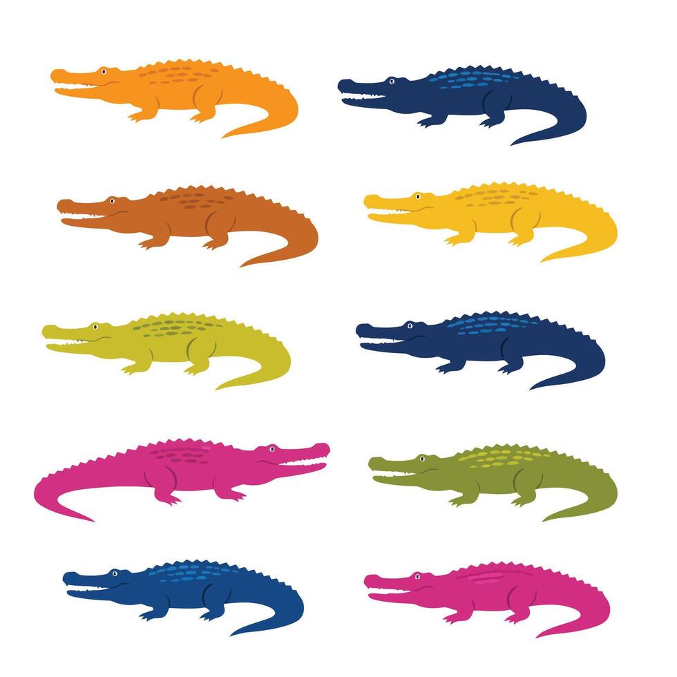 Silhouette Crocodile Grid Illustration in Playful Style EPS 10 vector