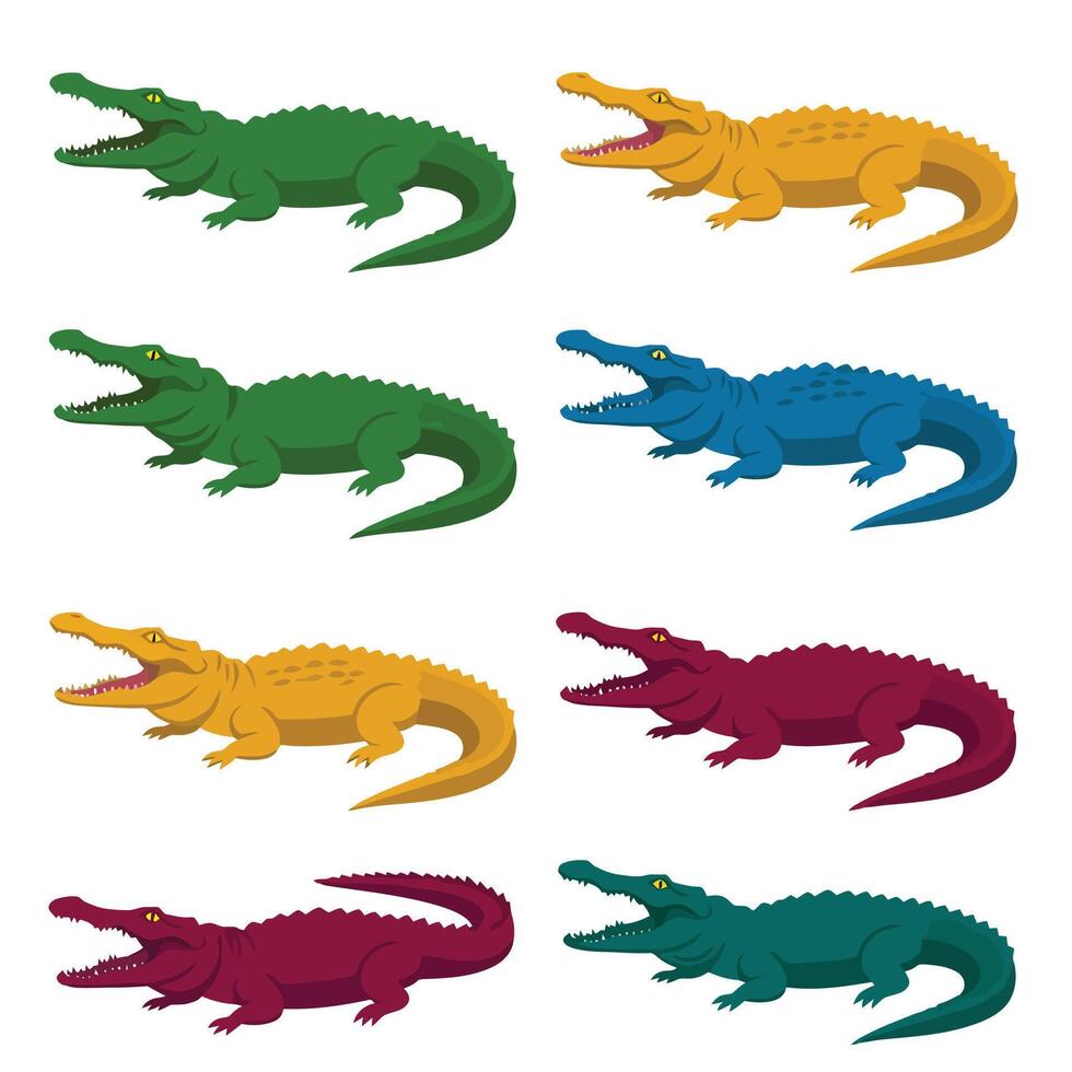 Cute Crocodile Set Featuring Twelve Colorful Designs EPS 10 vector