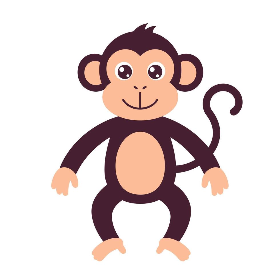 Cartoon Monkey Character Sitting with Curved Tail EPS 10 vector