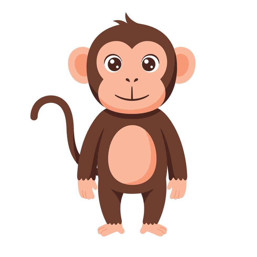 Flat Style Monkey Illustration with Side Facing Pose EPS 10 vector
