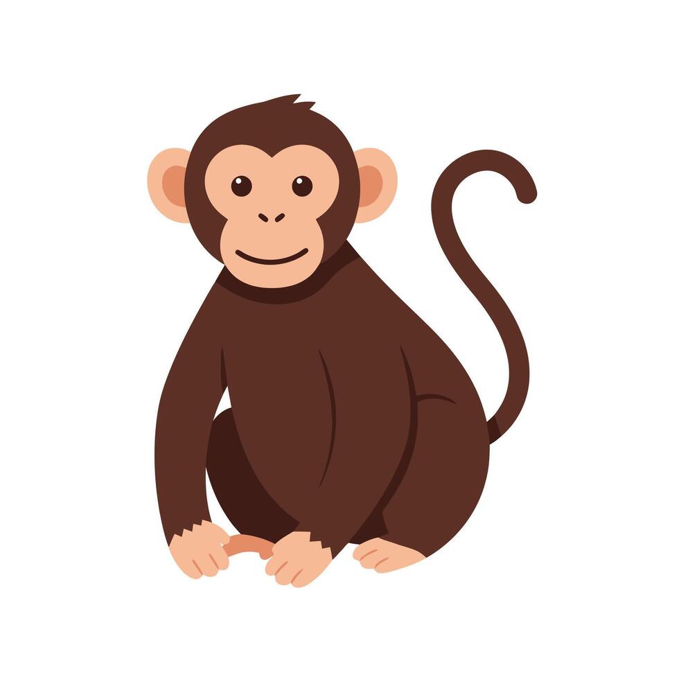 Adorable Monkey Drawing Featuring Calm Expression for Kids EPS 10 vector