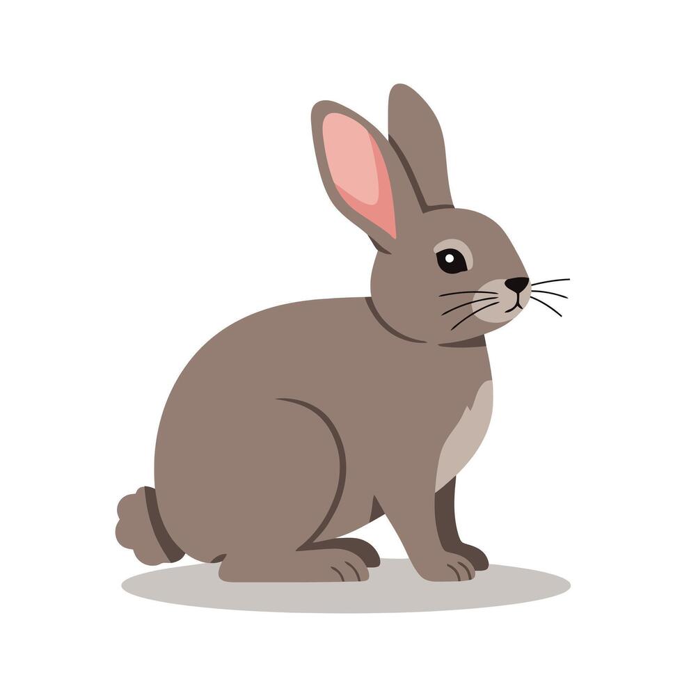 Cartoon Brown Rabbit Illustration in Sitting Pose EPS 10 vector