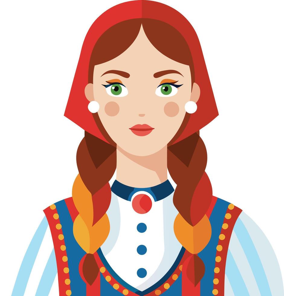 Traditional folk costume illustration of a woman vector
