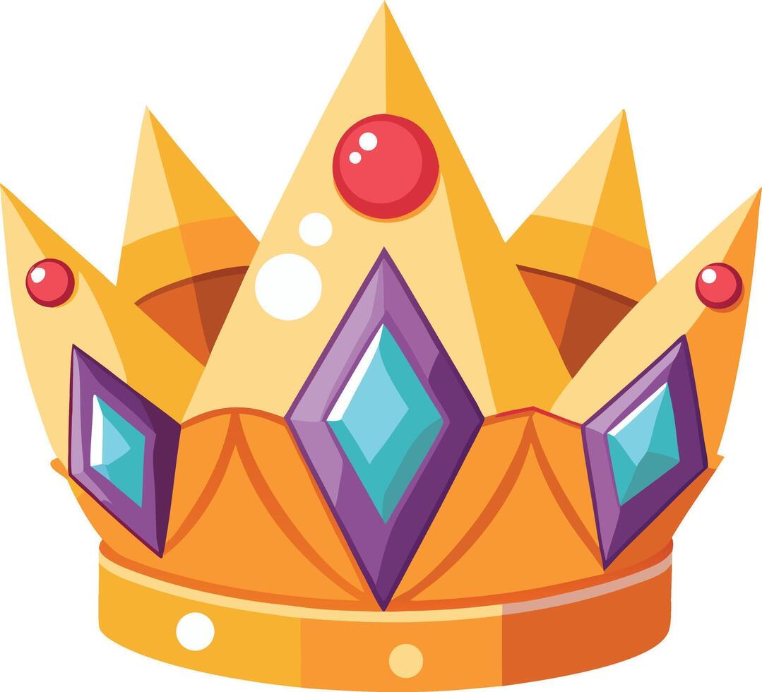 Cartoon gold crown with jewels and gems vector