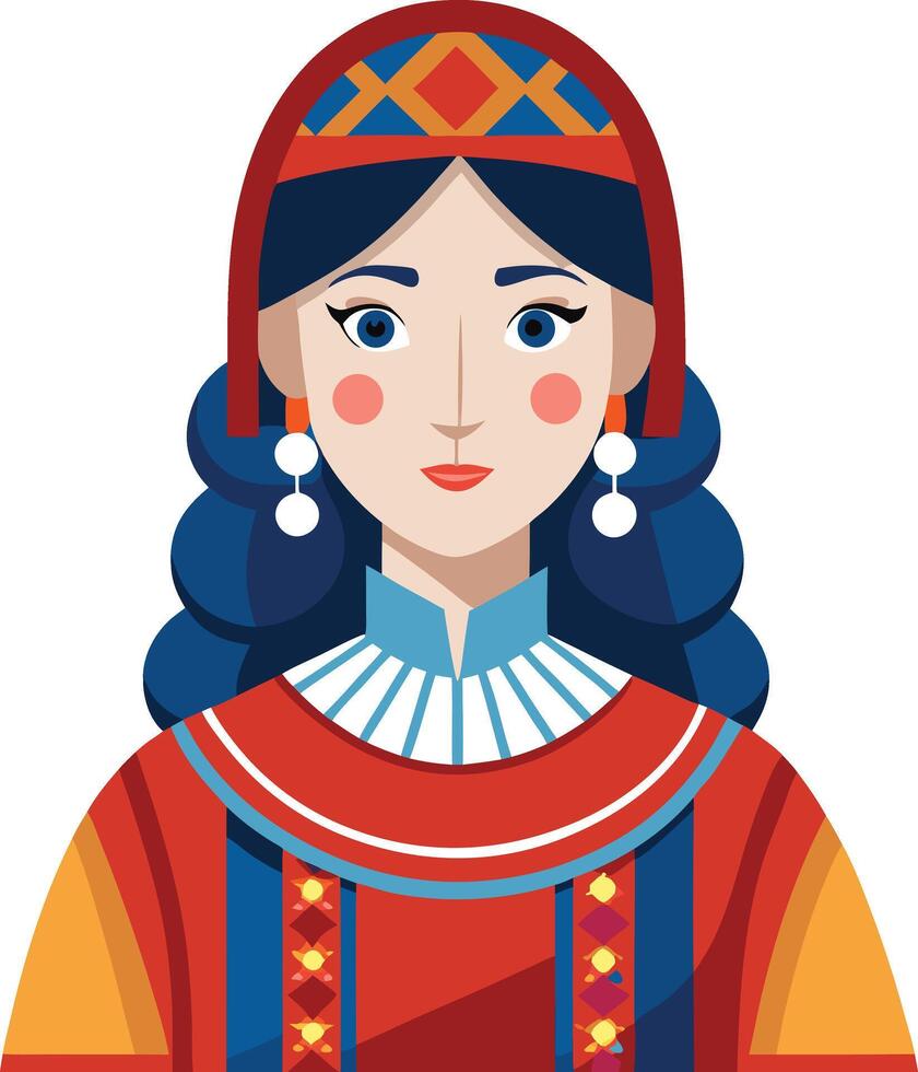 illustration of traditional russian woman vector