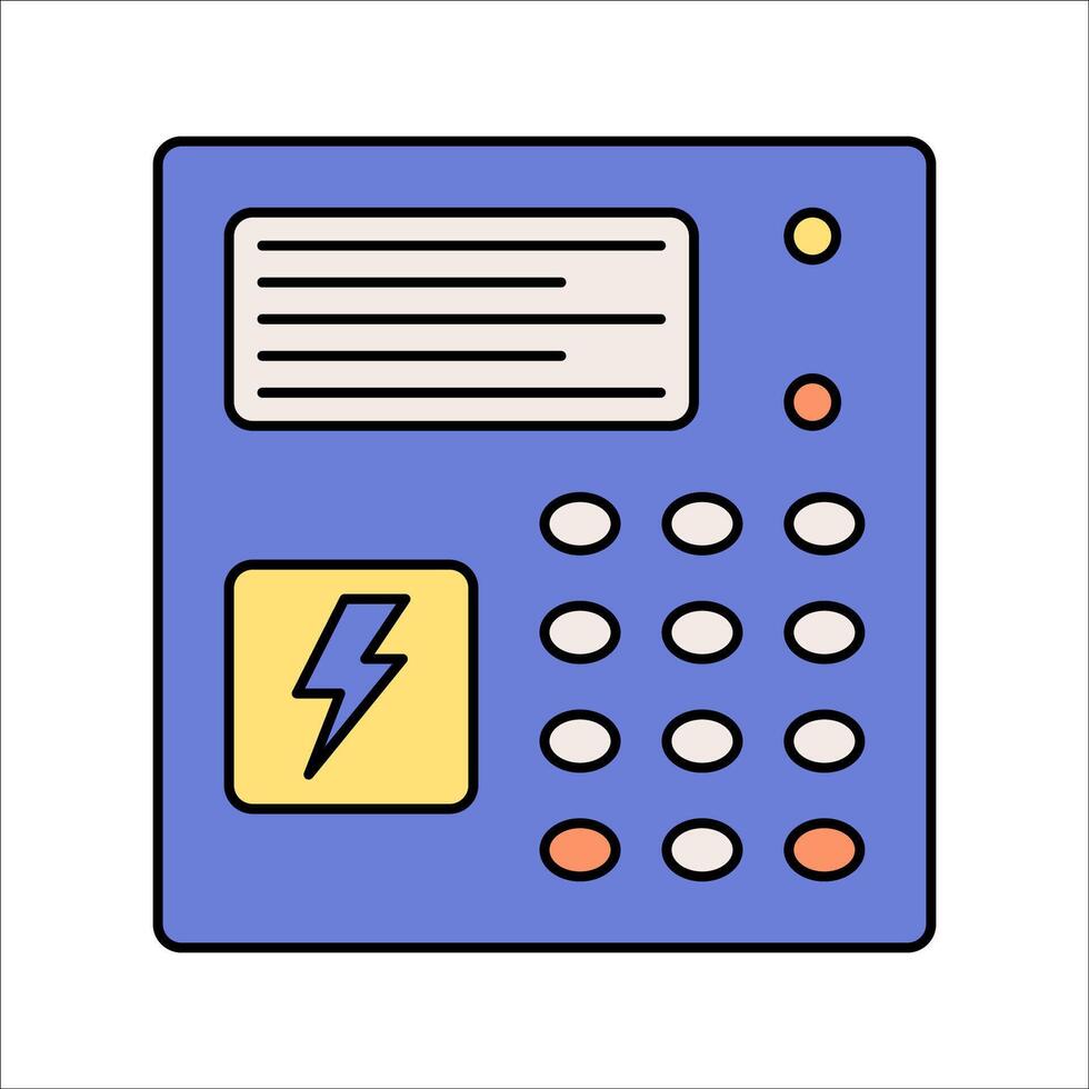 Control Panel Flat design style, electronic control interface with buttons and display, symbolizing monitoring and management, perfect for industrial and tech designs. vector