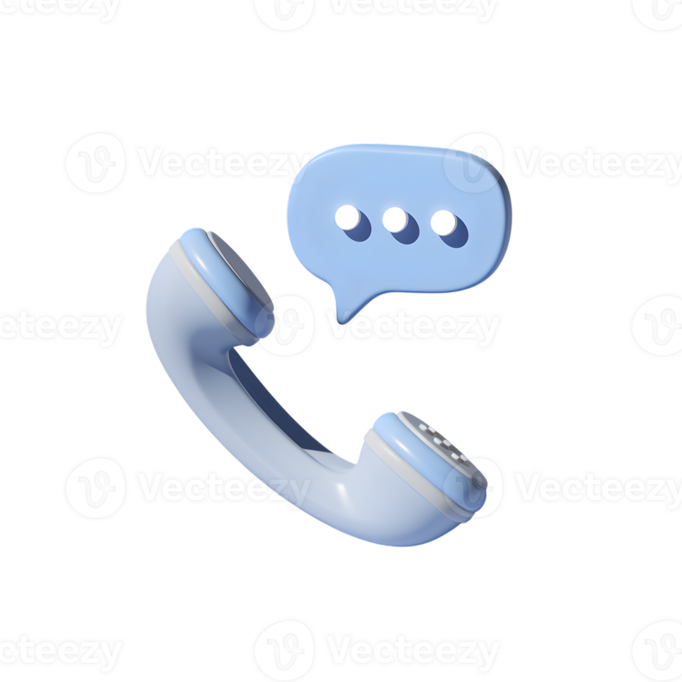 Light Blue Telephone Icon with Chat Bubble for Contact Us png