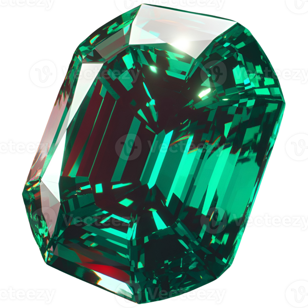 Luminous Green Gem 3D Render png