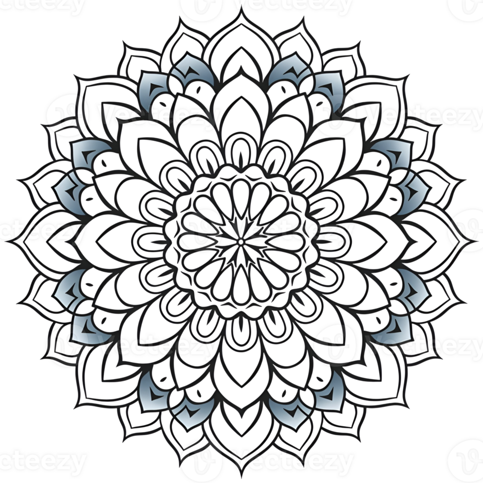 Mandala fractal design element with flower pattern png