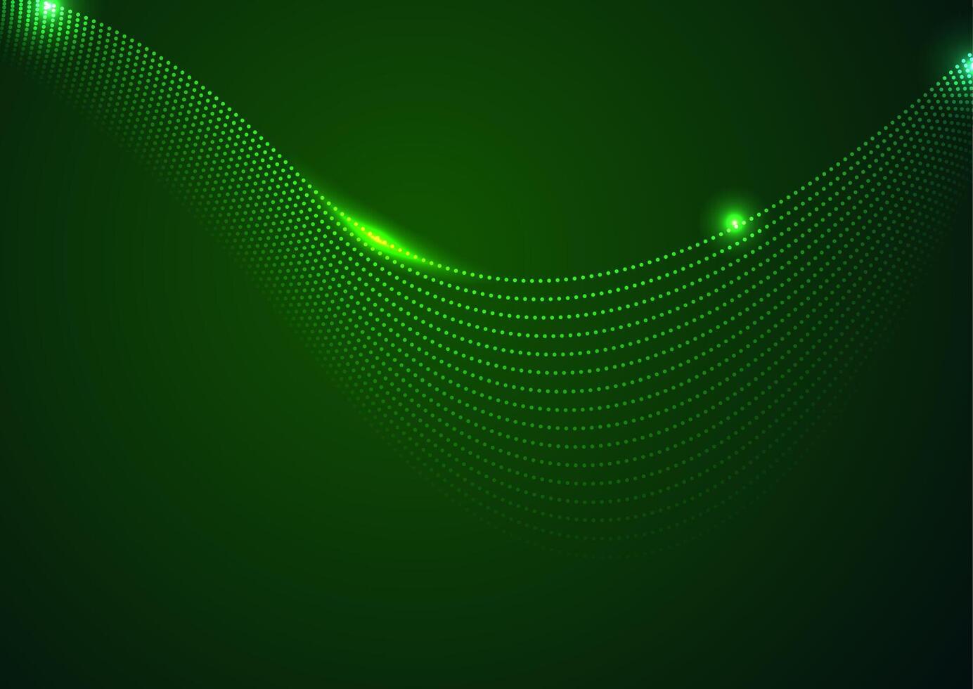 Green futuristic dotted wavy lines abstract technology background vector