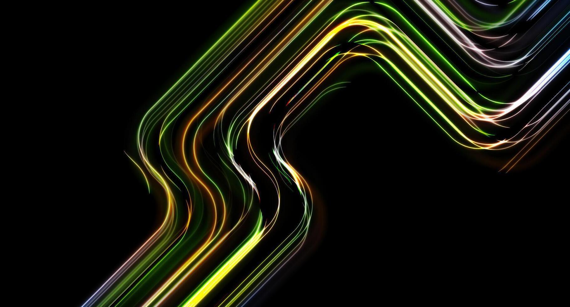 Colorful light trails on dark background vector