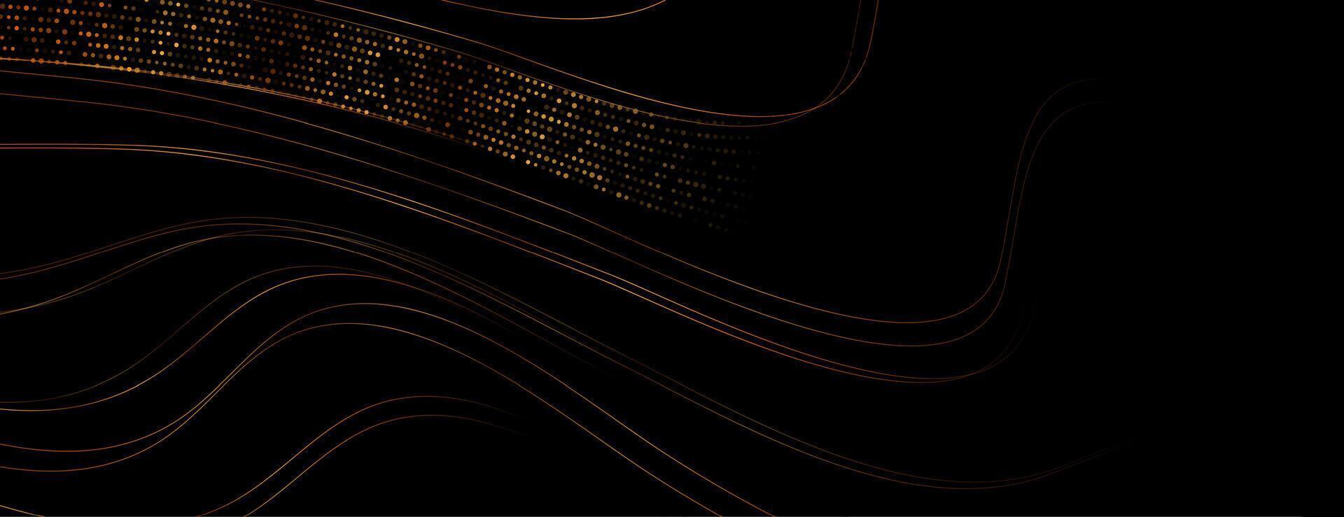 Golden curved wavy lines abstract tech futuristic background vector