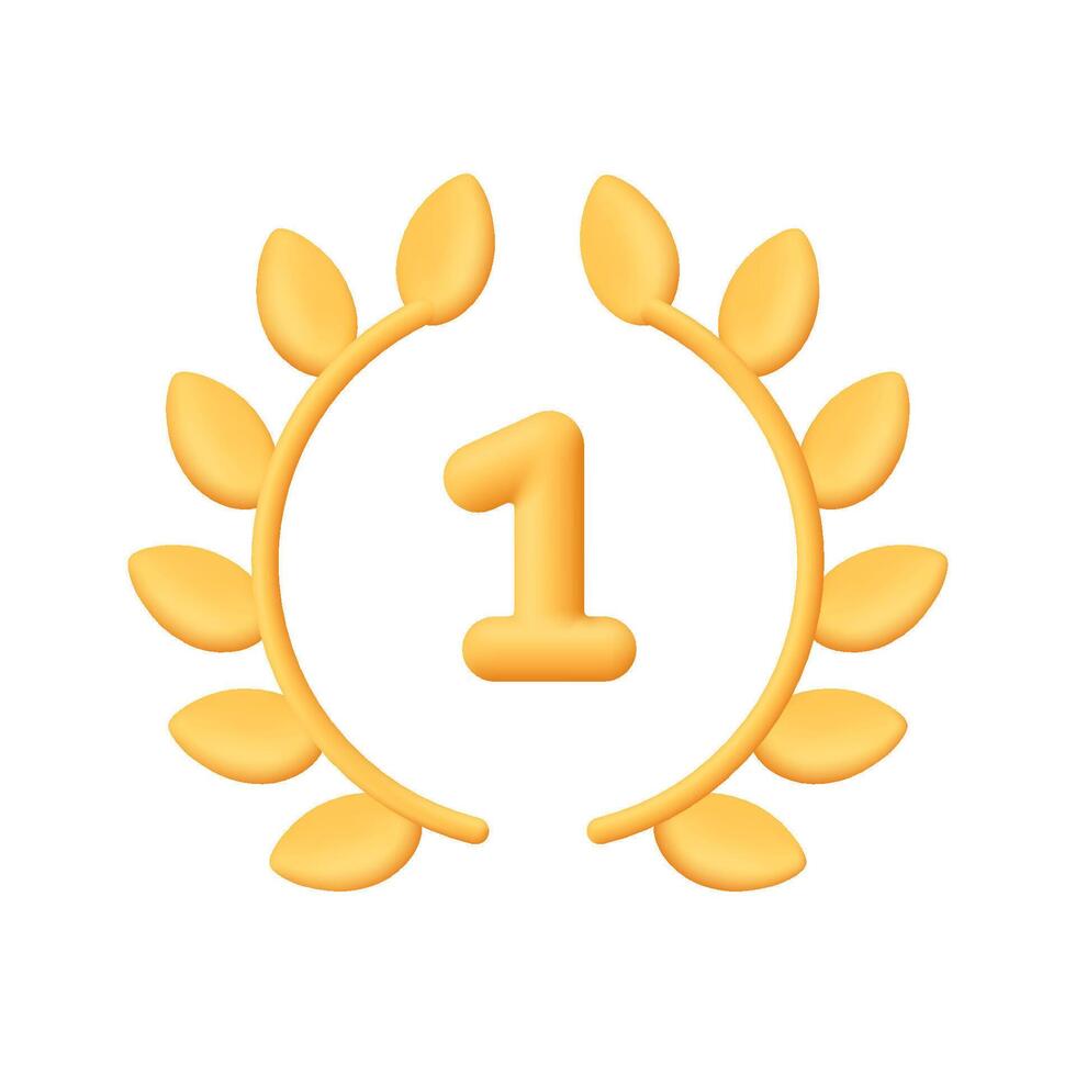 Gold laurel wreath with number one vector