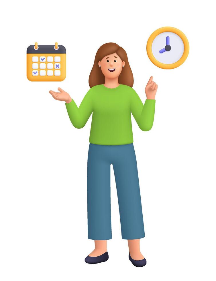 Woman with calendar and clock vector