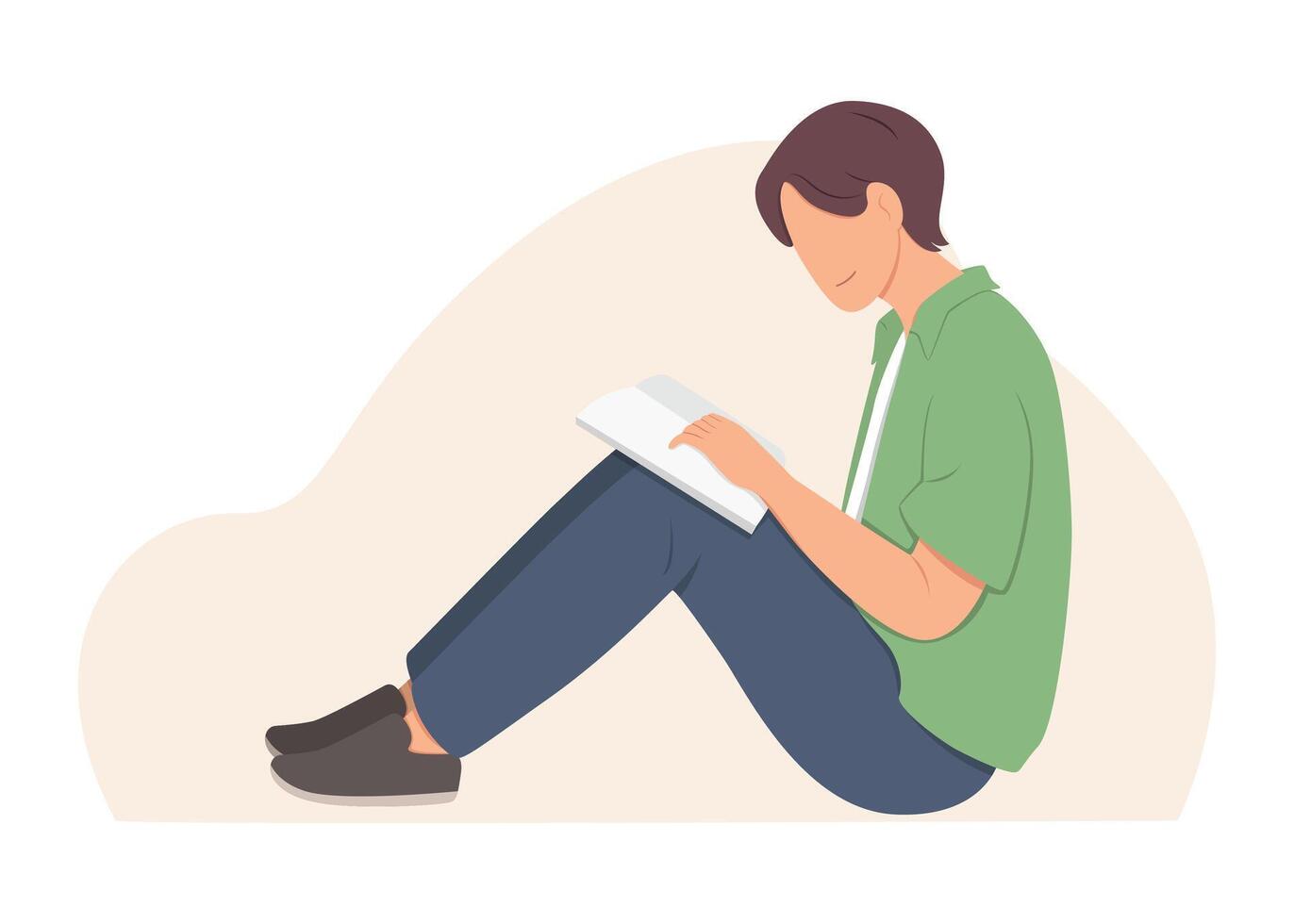 Man reading a book. Education, knowledge concept. vector