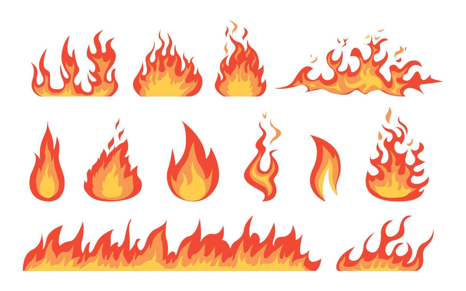 Cartoon style fire flames collection vector