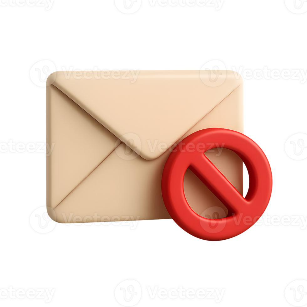 An envelope with a red no sign on it png