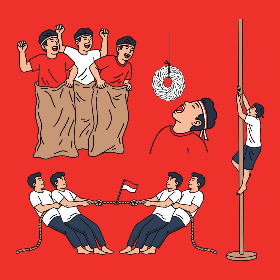 Celebrate Indonesian Independence Day with this illustration of traditional games vector