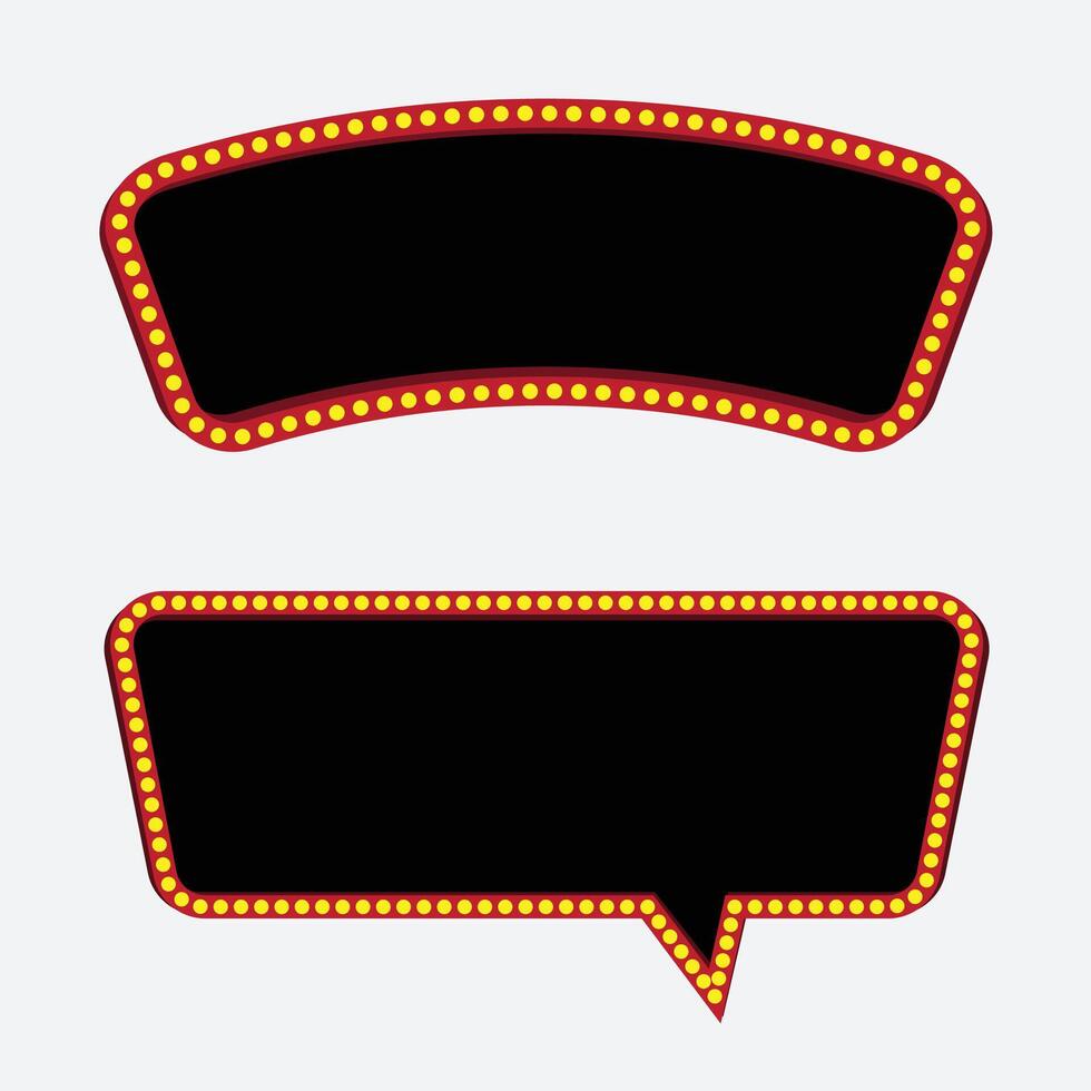 Retro circus Marquee Sign Set Vintage Light Frame Banner, Editable Neon Speech Bubble Signboard Design vector