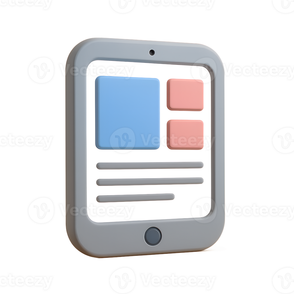 A tablet with a blue and pink square on it png