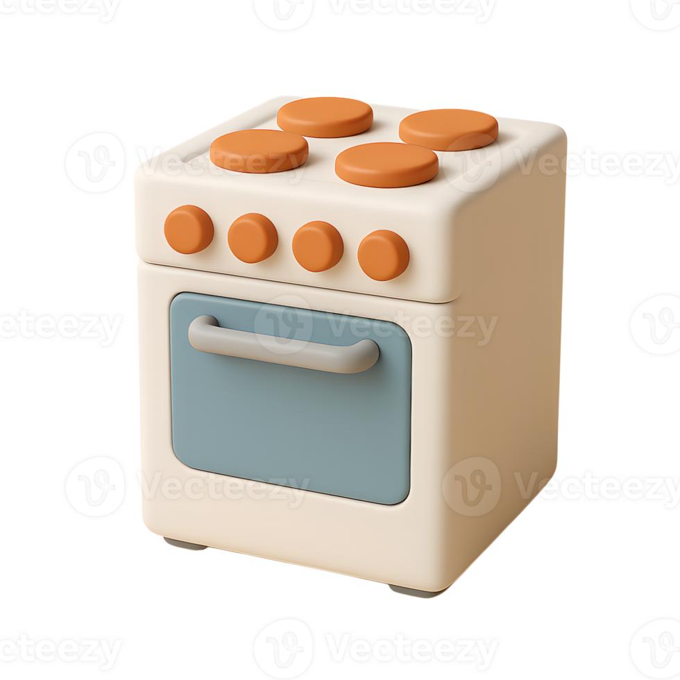 A toy oven with orange and blue knobs png