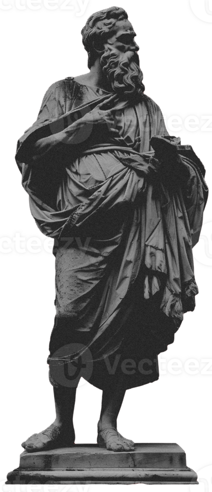 Black and white statue of man cut out image png