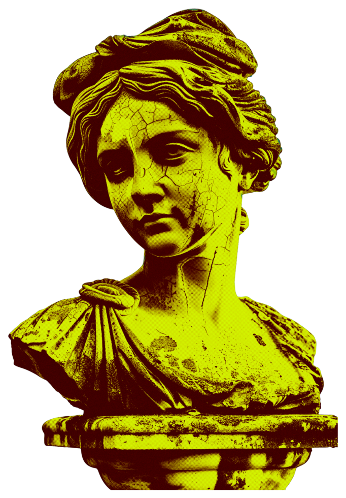 halftone effect statue of a woman cut out sticker image png