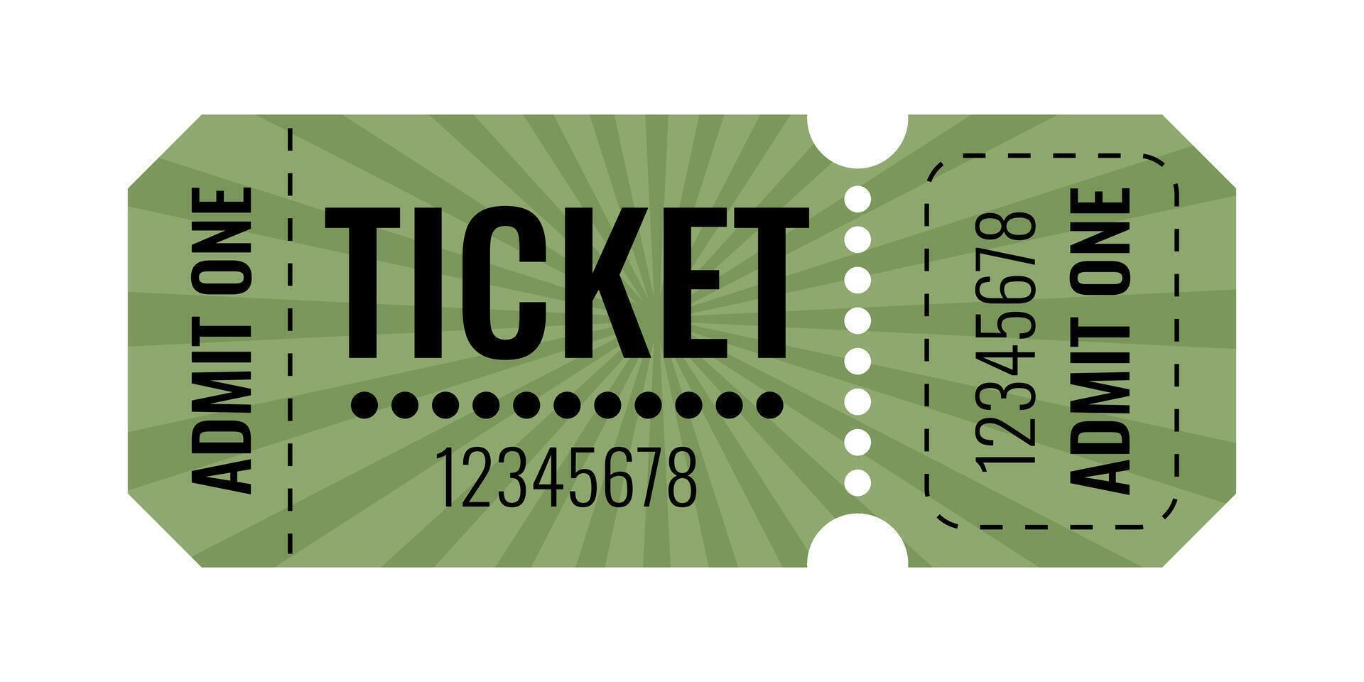 Simple ticket template design with green color and bold text vector
