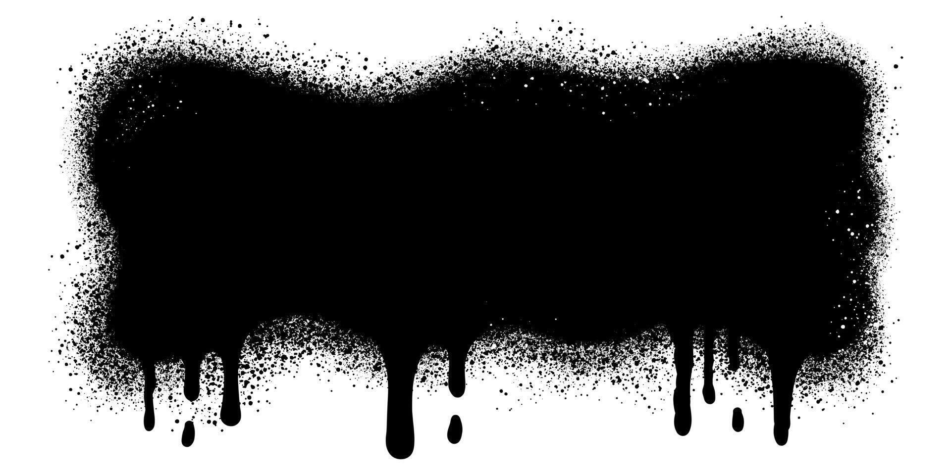 Black ink style spray, blobs and stains of spray paint and texture. Grunge shapes and dirty silhouettes. vector