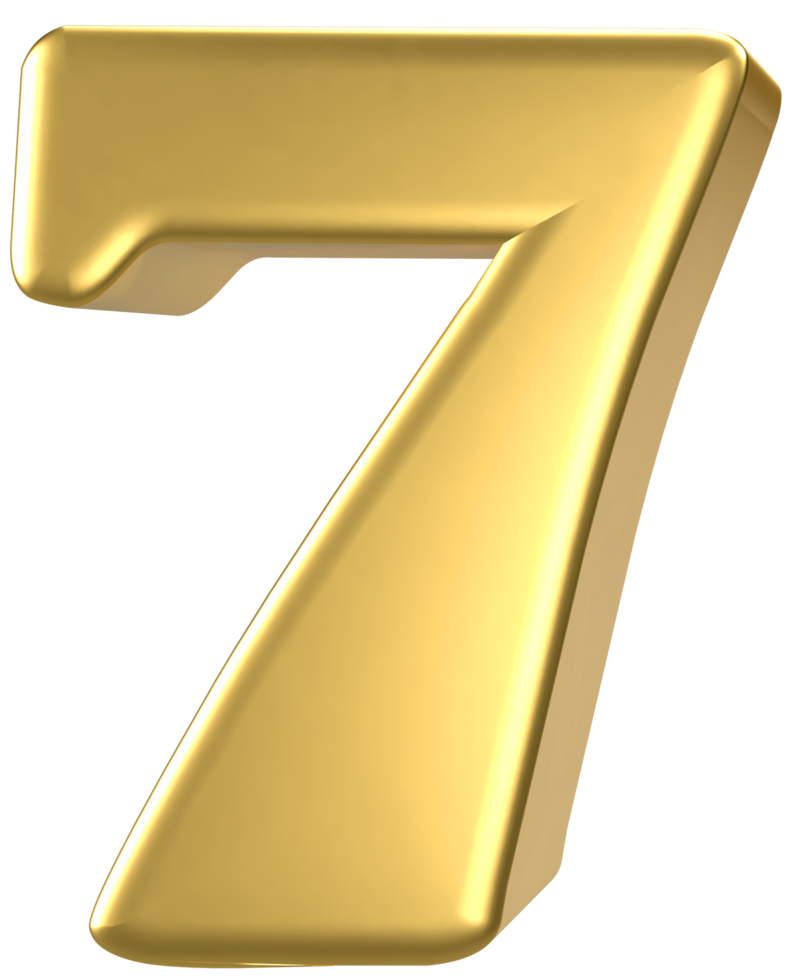3d gold number 7 png