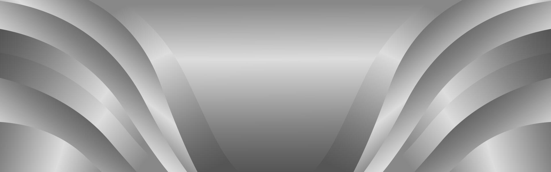 Silver metallic wave background, banner design vector