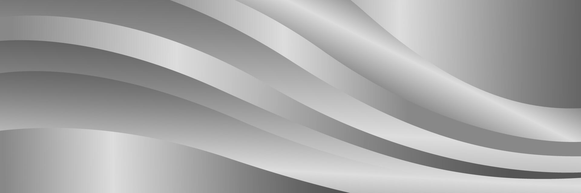 Abstract silver metallic wave background with smooth fluid curves. Luxury banner design for websites, headers, sale templates, business ads, awards, events, and more vector