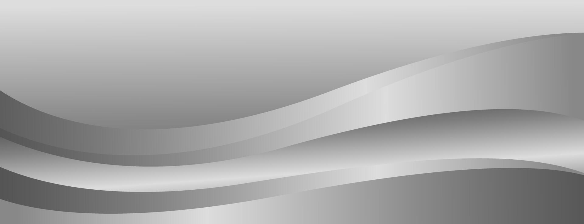 Abstract silver metallic wave background, banner design vector