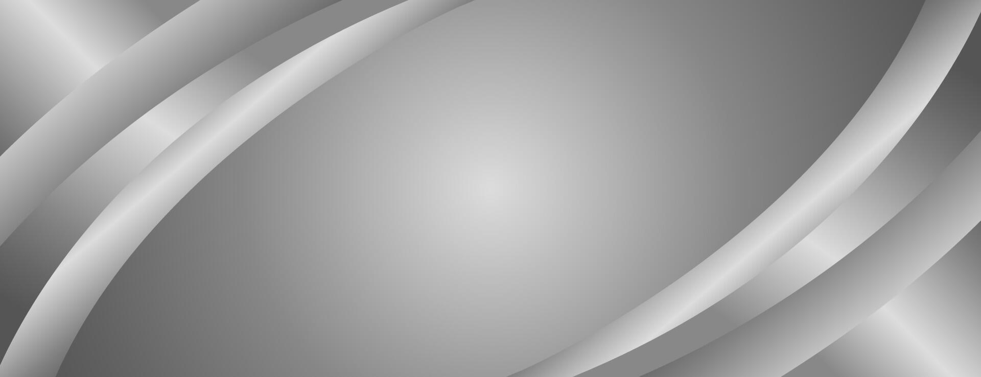 Silver metallic background with smooth curves. Abstract luxury banner design vector