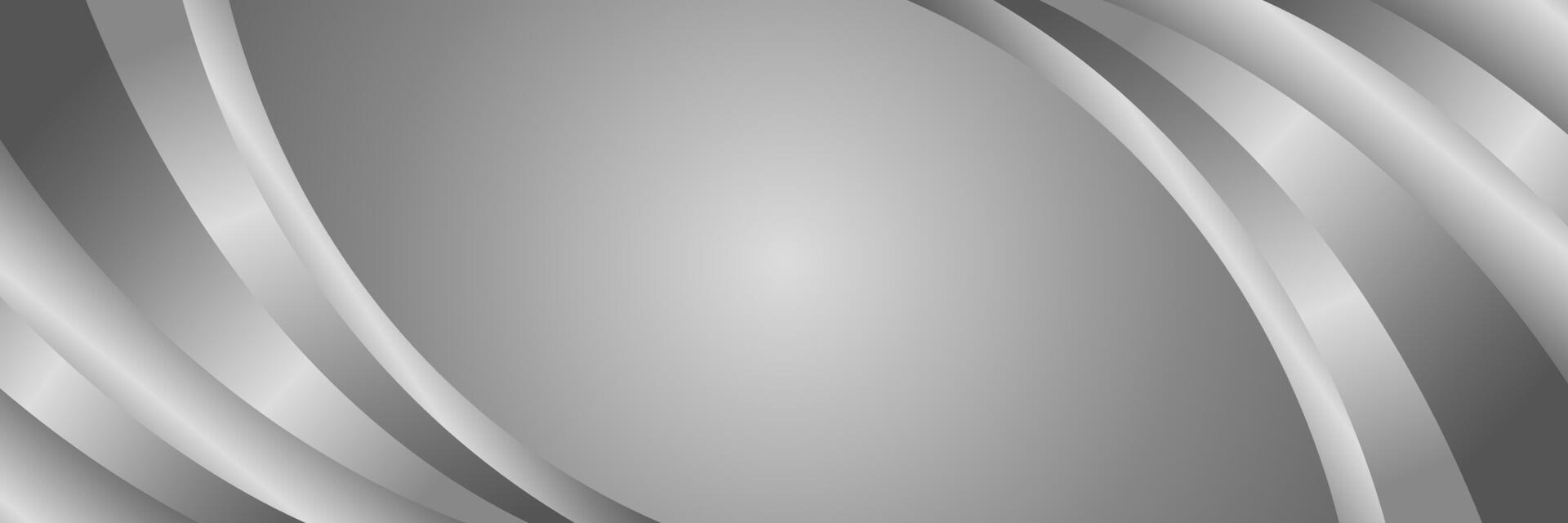 Abstract silver metallic background with smooth curves. Elegant luxury banner design vector
