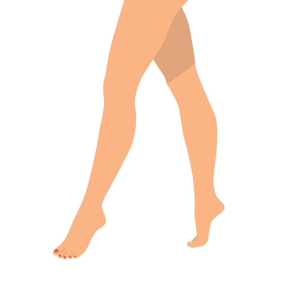 Female Legs Barefoot Side View Cartoon Illustration vector