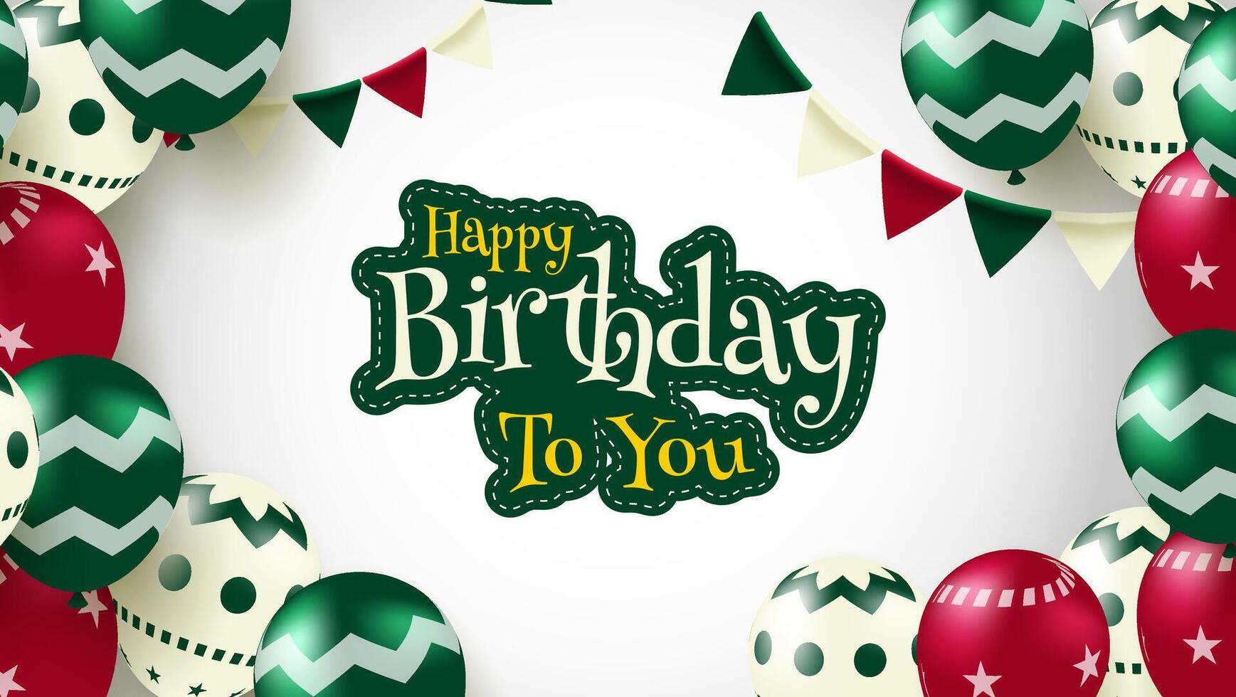 birthday card with geometric patterned balloons and pennants. great for invitation and greeting card vector