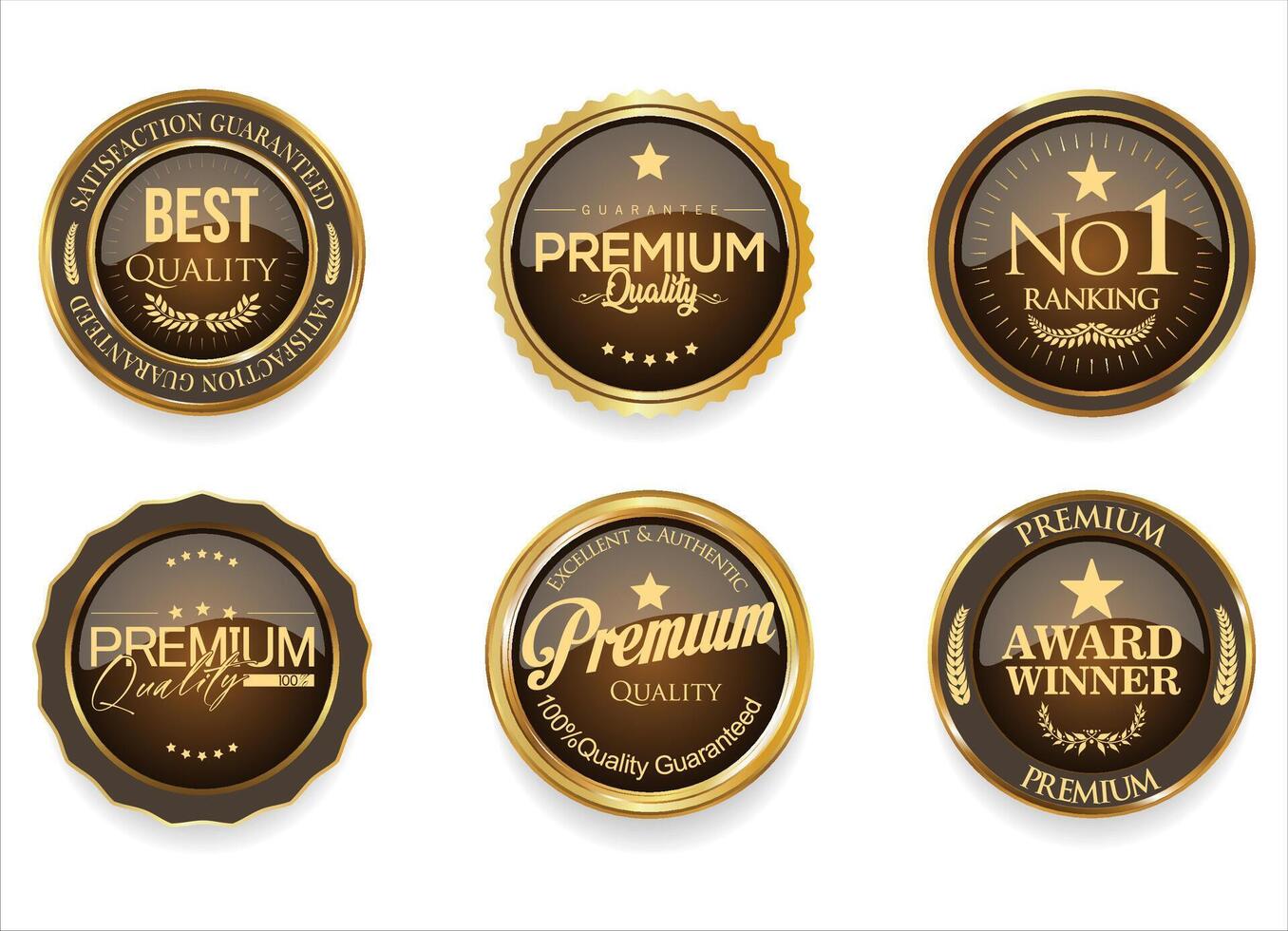 Collection of quality and award badges vector