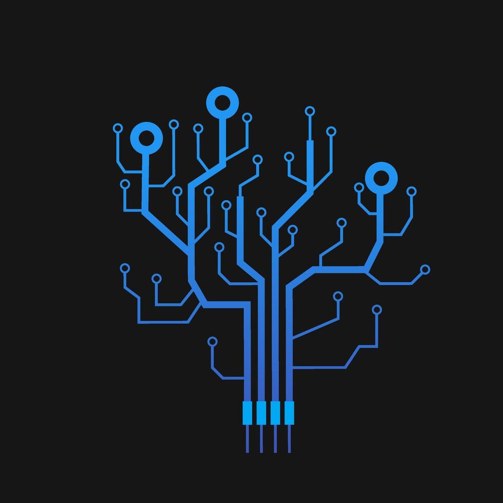 This modern and futuristic illustration symbolizes the connection between nature and technology, ideal for themes related to artificial intelligence vector