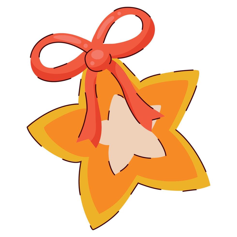 Star Symbol in Hand Drawn Style with Subtle Line Decorations. Golden Christmas star shape isolated on white background. Cute childish icon perfect for cards, banners, Holiday events, posters, web vector