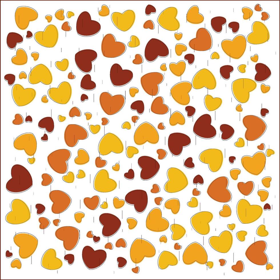Warm Hearts Pattern Cozy Orange Yellow Brown Heart Shapes on White vector