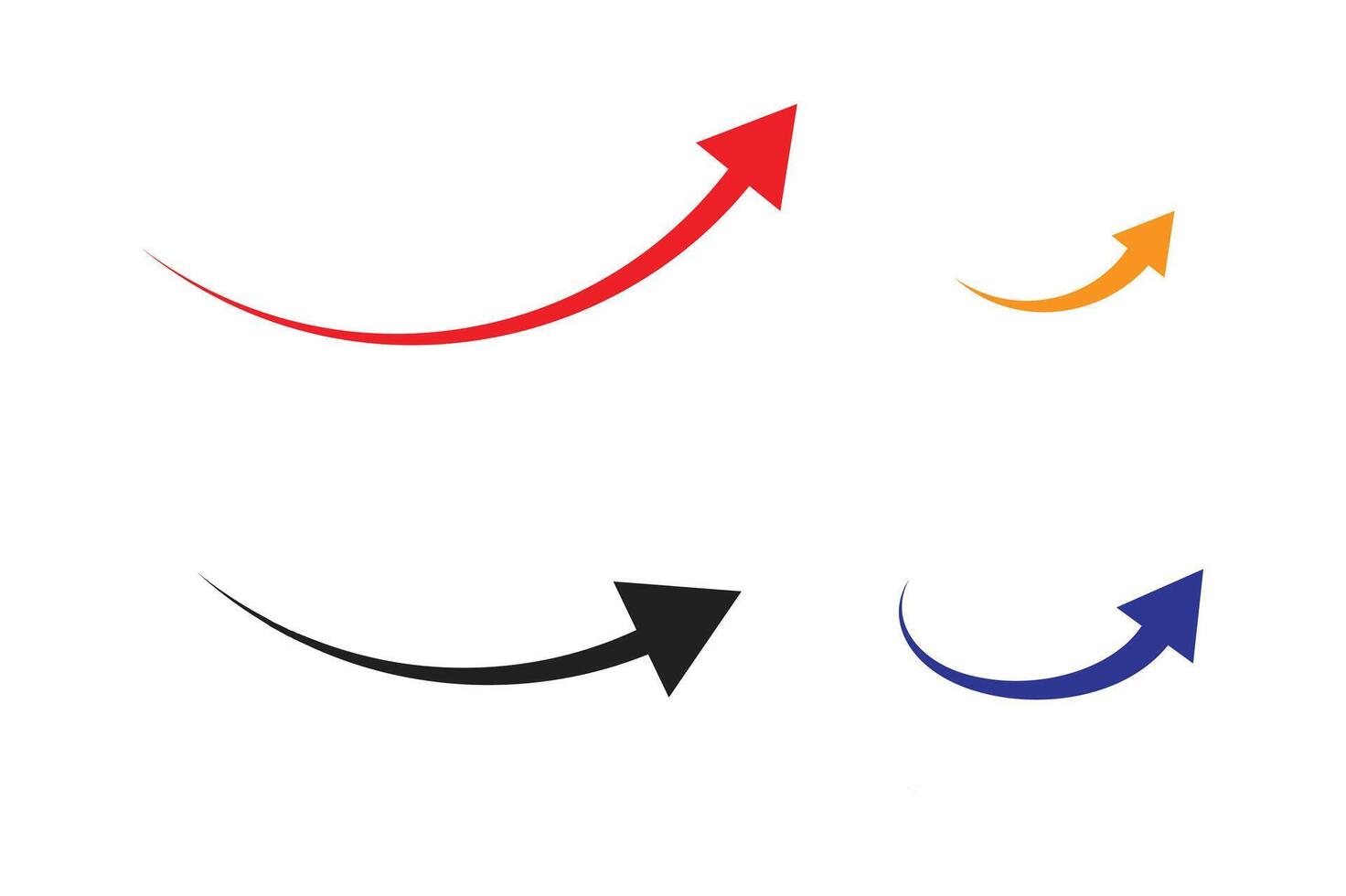 Arrow Icon Set Curved Arrows in Red, Black and Blue vector