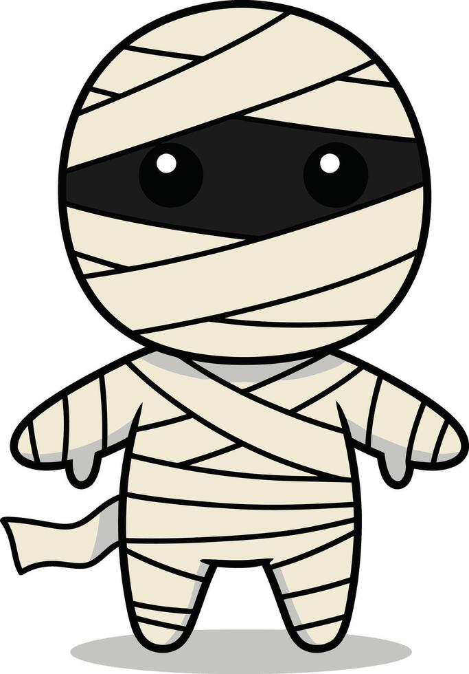 Cute Cartoon Mummy Character with Bandages. vector