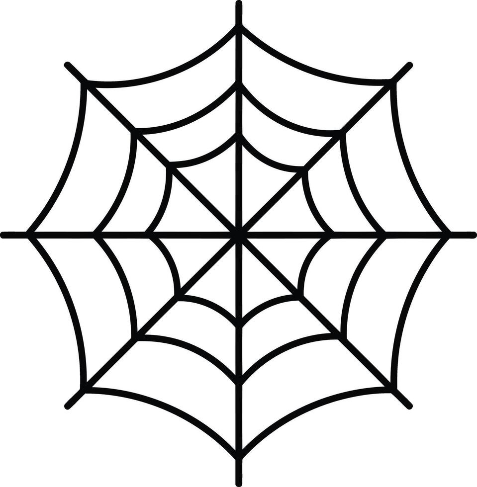 Simple Black Outline Spider Web Design. vector