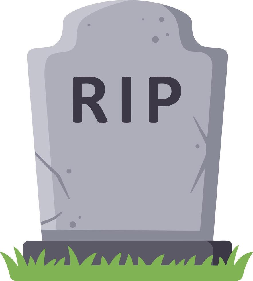 Grey Stone Gravestone with RIP Inscription Weathered Texture Simple Design. vector